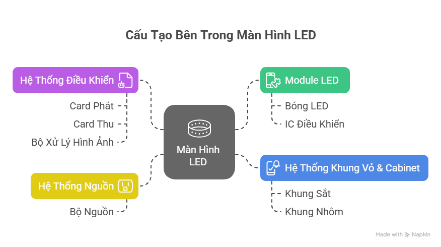 Một hệ thống màn hình LED hoàn chỉnh gồm 4 bộ phận chính